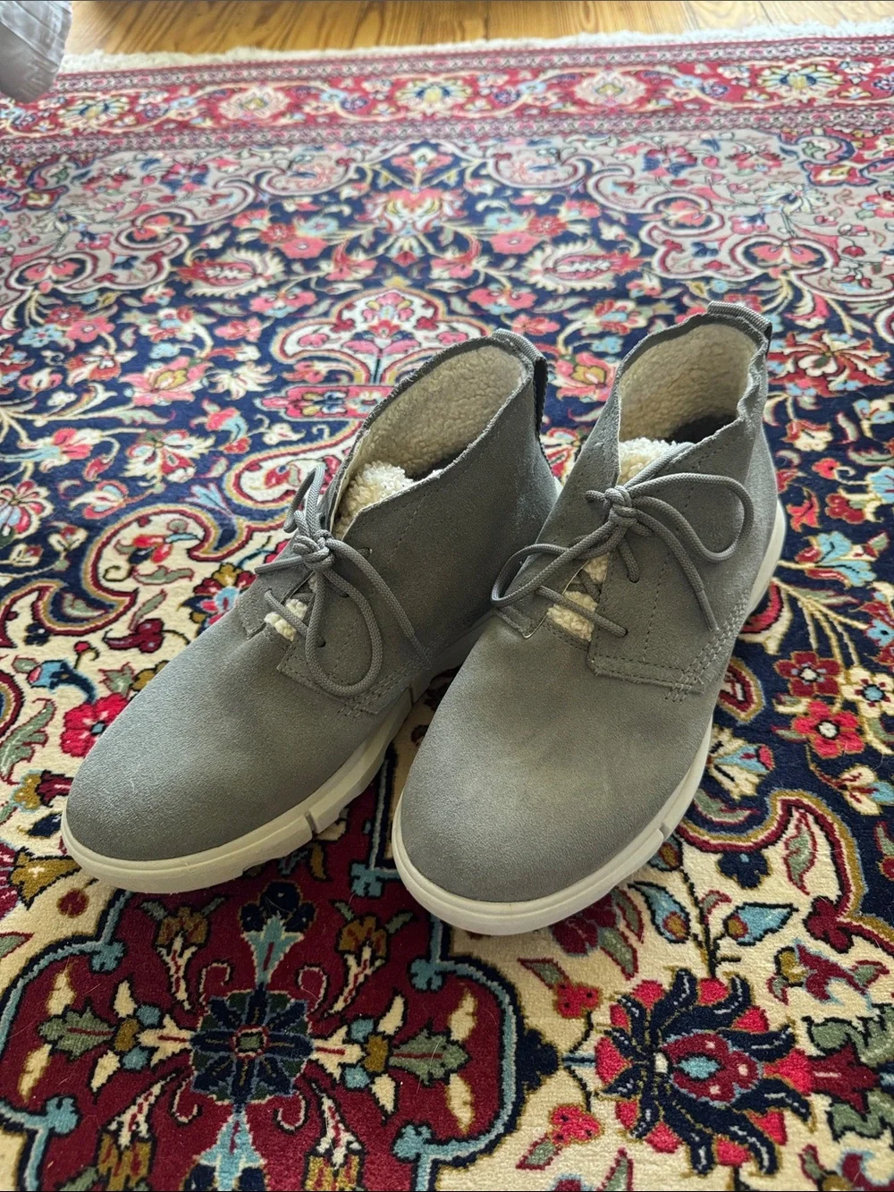 Sorel Gray and Off-White Sherpa-Lined Bootie